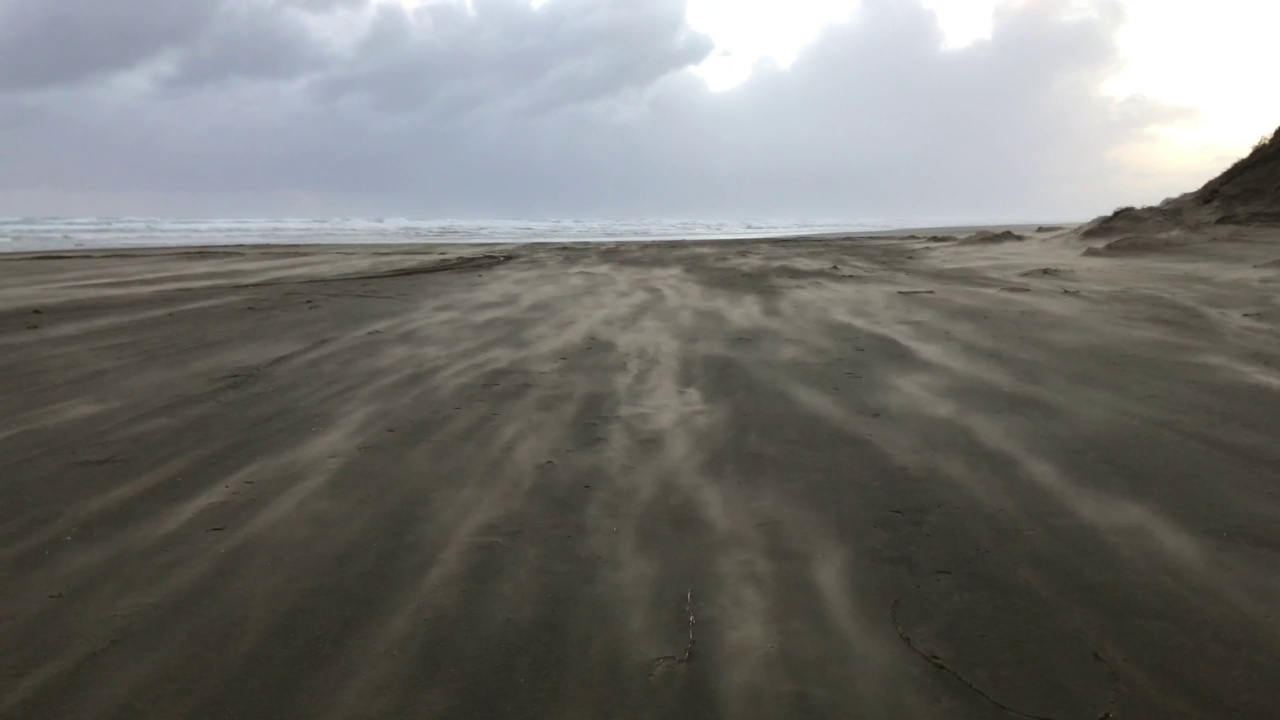 在有风的日子里，沙滩上的沙子流着视频下载