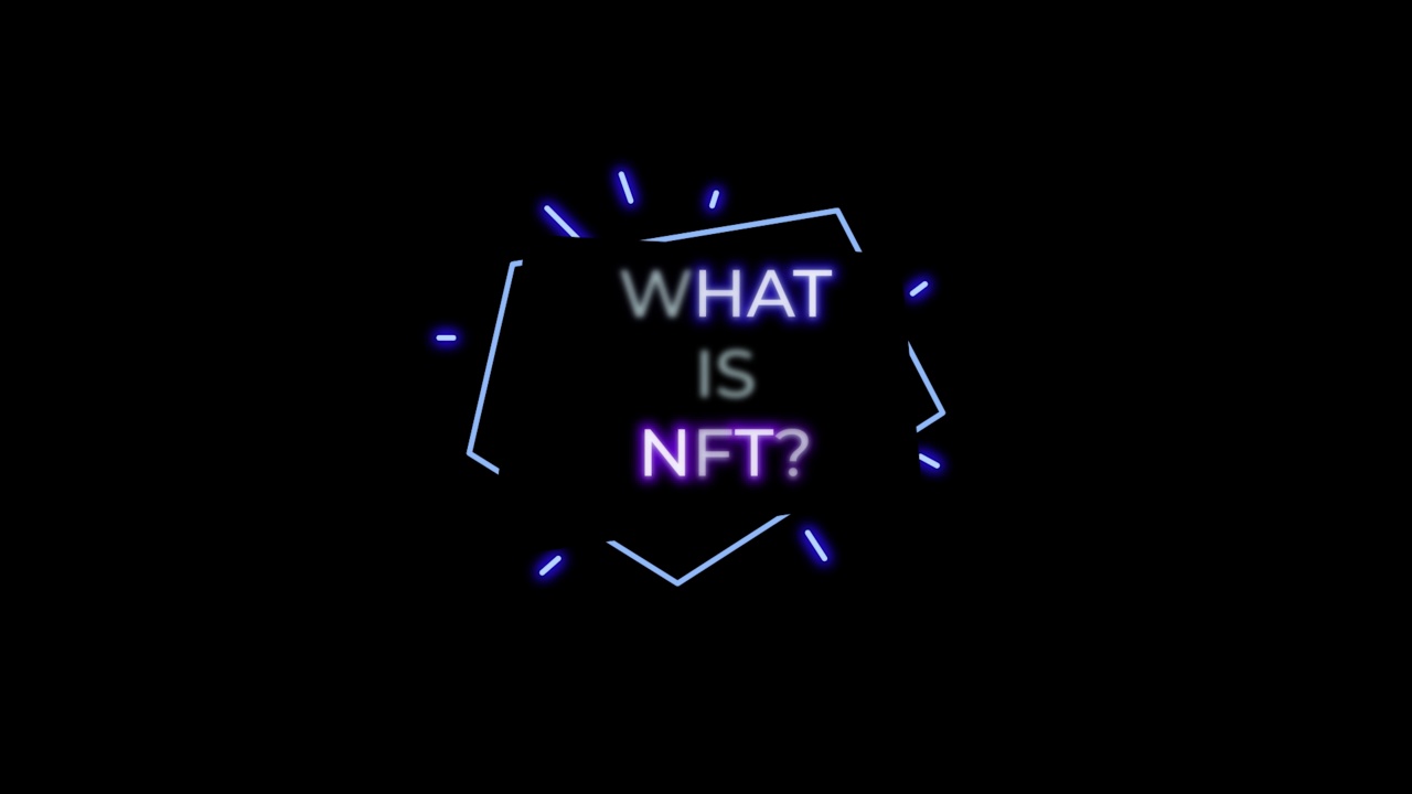 NFT是什么?铭文动画。NFT是单个代币，其中存储有价值的信息。CryptoaArt迹象。4 k视频素材