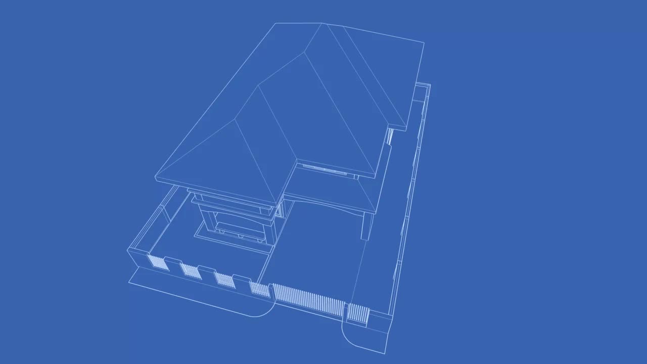 建筑绘图的三维动画视频素材