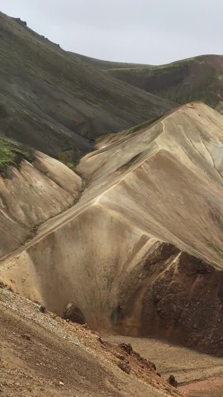 冰岛色彩斑斓的Landmannalaugar山脉。视频素材