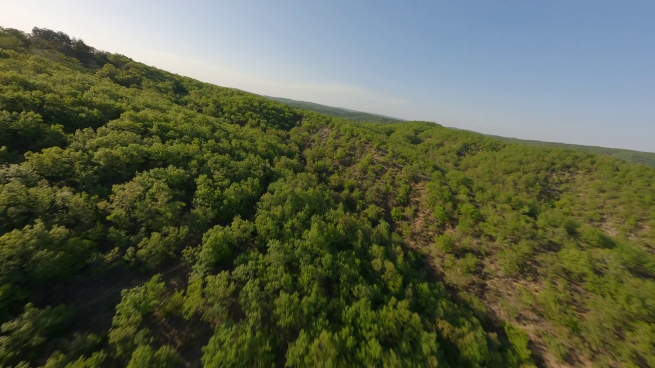 FPV快速4k航拍镜头的农村地区，无尽的森林，平原，河流，Evros在希腊北部色雷斯地区(Roussa, Mikro Derio, Tychero, Didymoteicho, Trigono, Melia, Milea, Therapio, Komara)视频素材