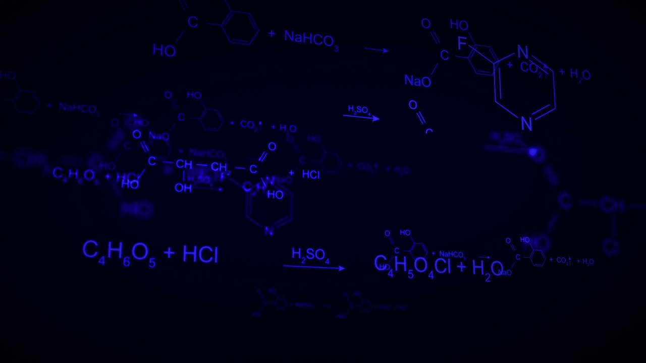 抽象的移动化学公式动画视频素材