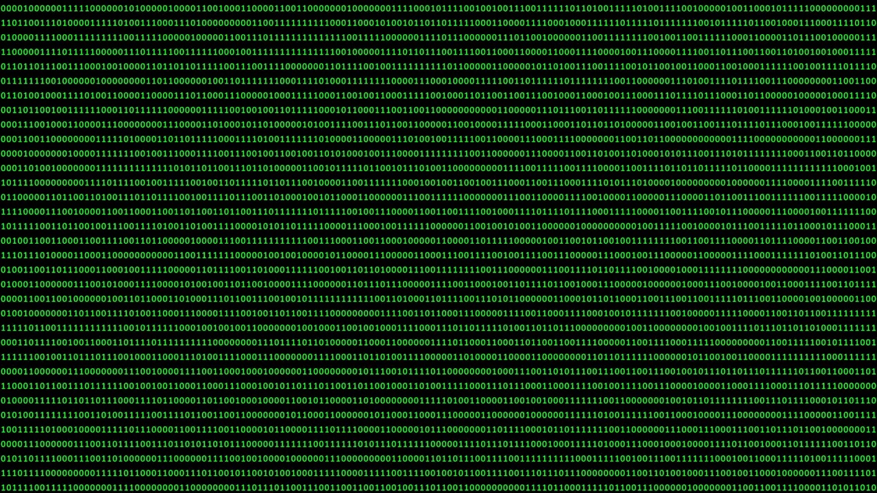 二进制代码绿色的数字在黑色动画中移动视频素材