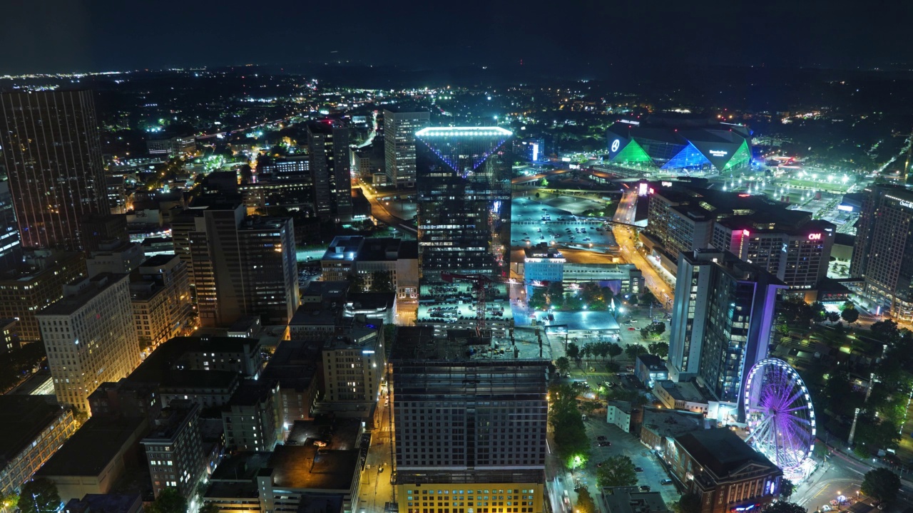 亚特兰大乔治亚市中心的城市夜景- 4k视频下载