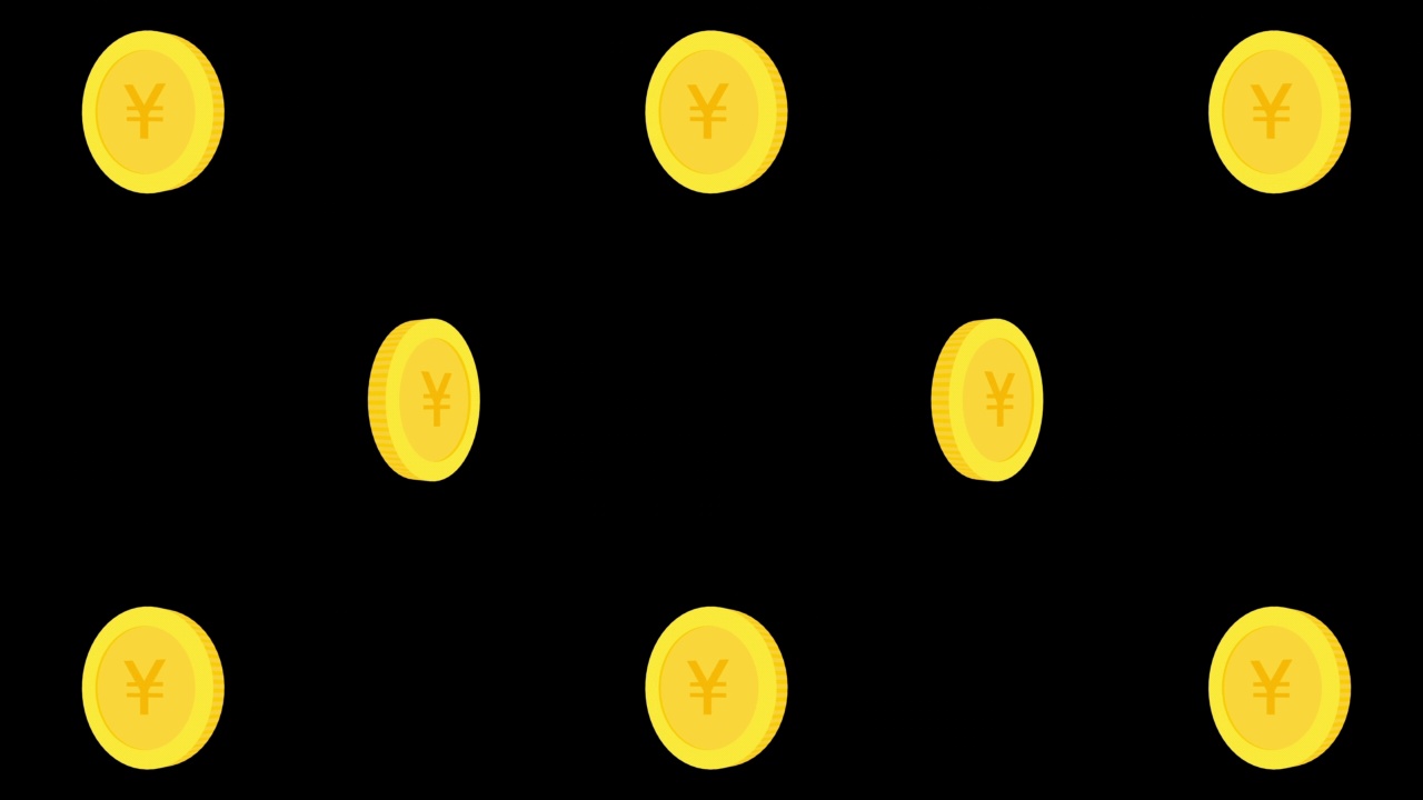 简单可爱的金钱动画:日本日元黑色背景视频素材