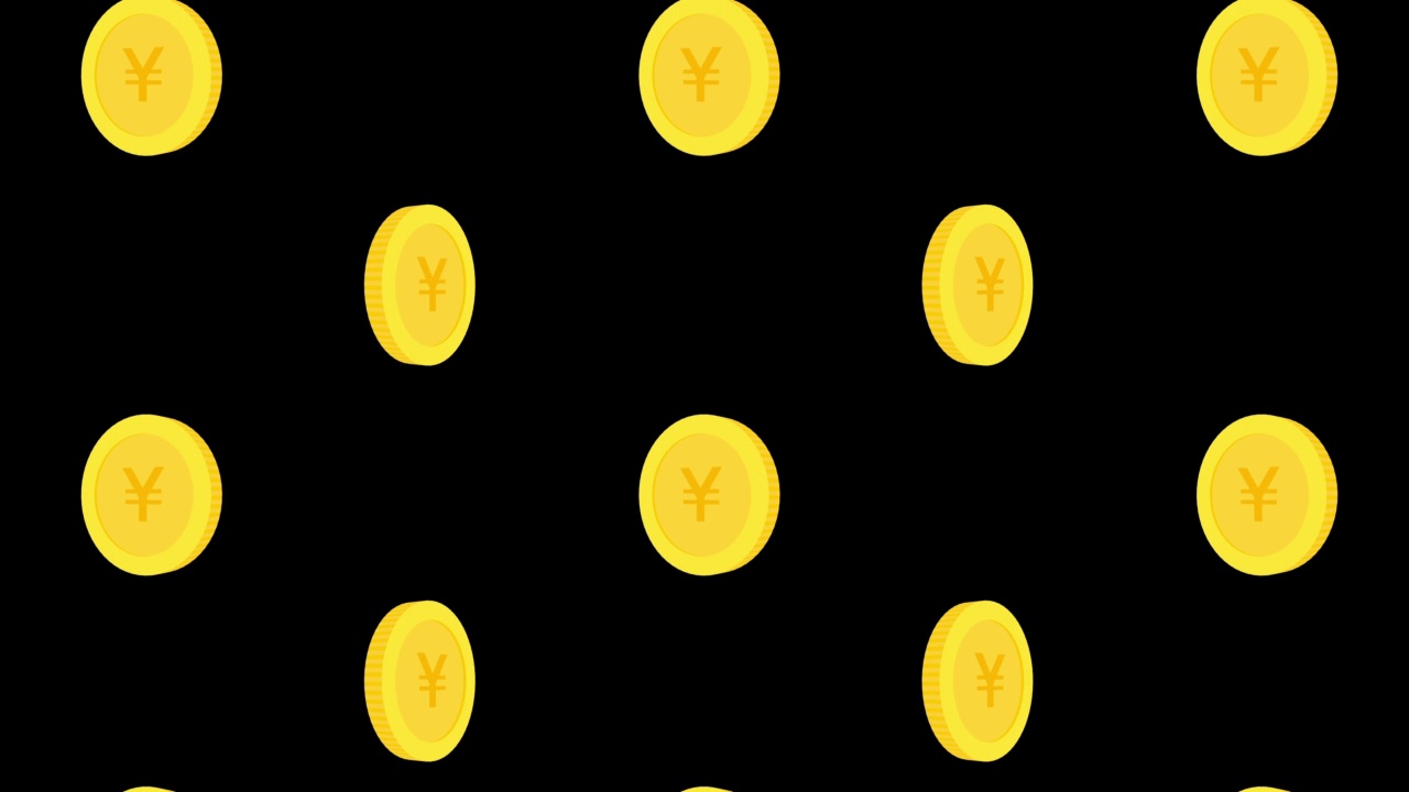简单可爱的金钱动画:日本日元黑色背景视频素材