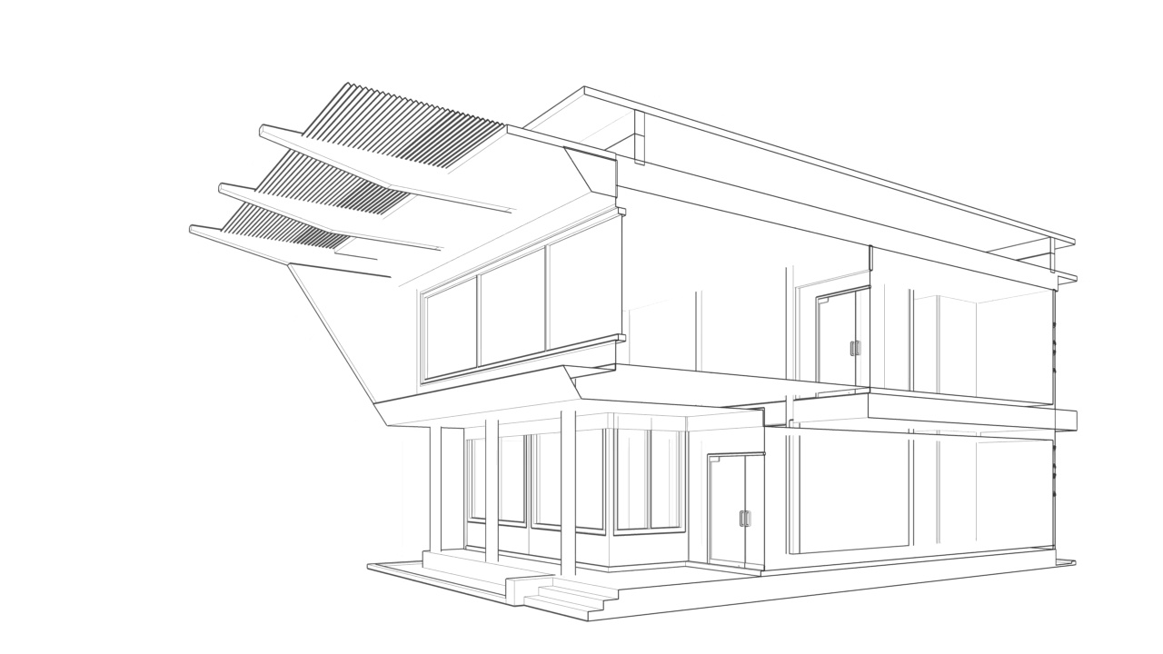 三维动画的建筑绘图循环视频素材