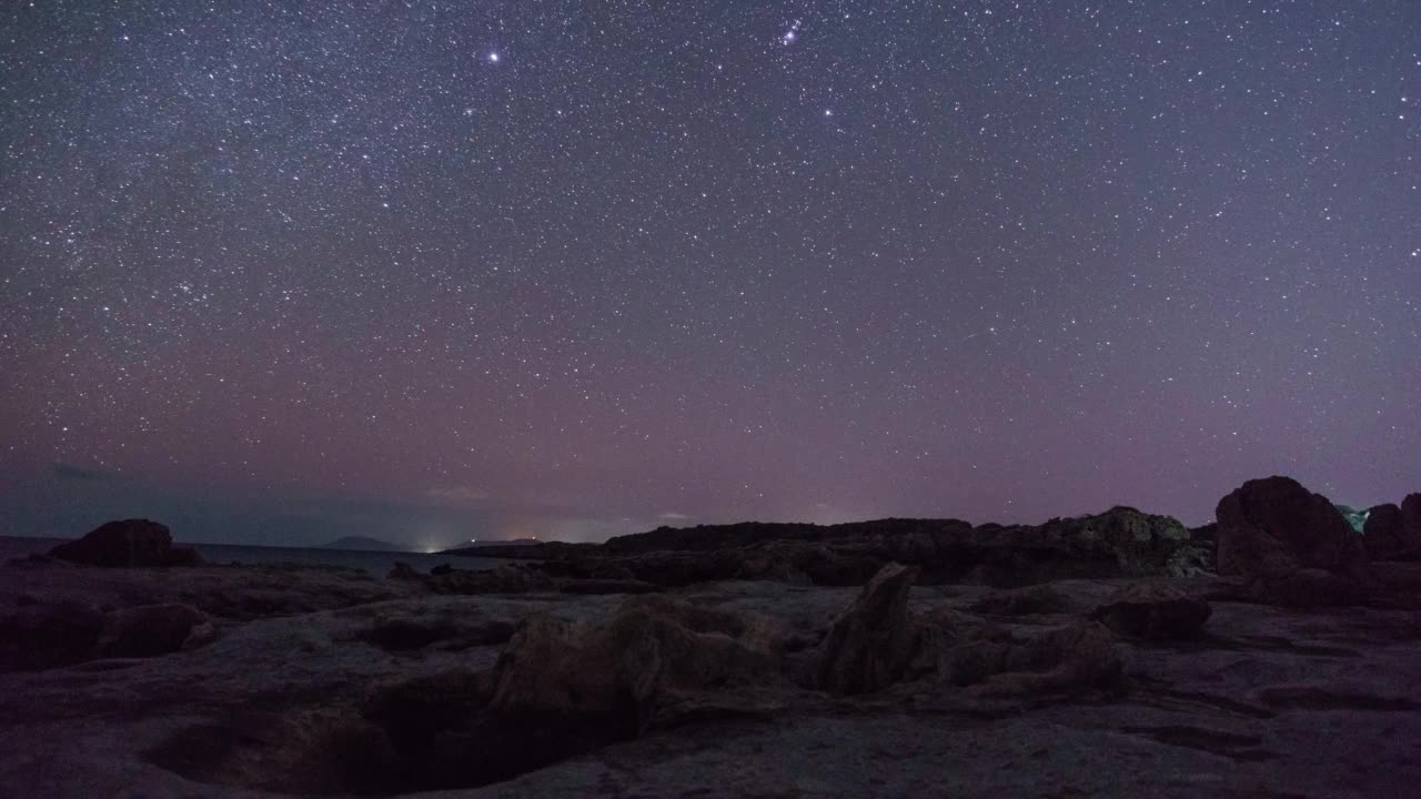 希腊伯罗奔尼撒半岛海岸，岩石森林地质公园Agios Nikolaos上的星迹和树干化石视频素材