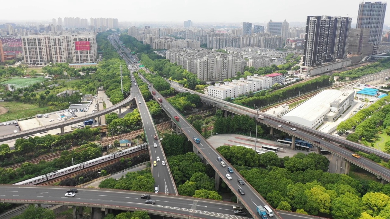 航空摄影城市高架桥视频素材