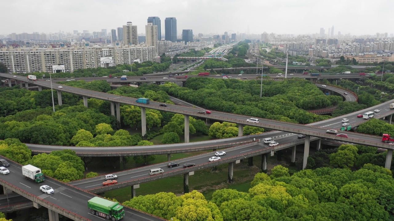 航拍城市高架桥视频素材