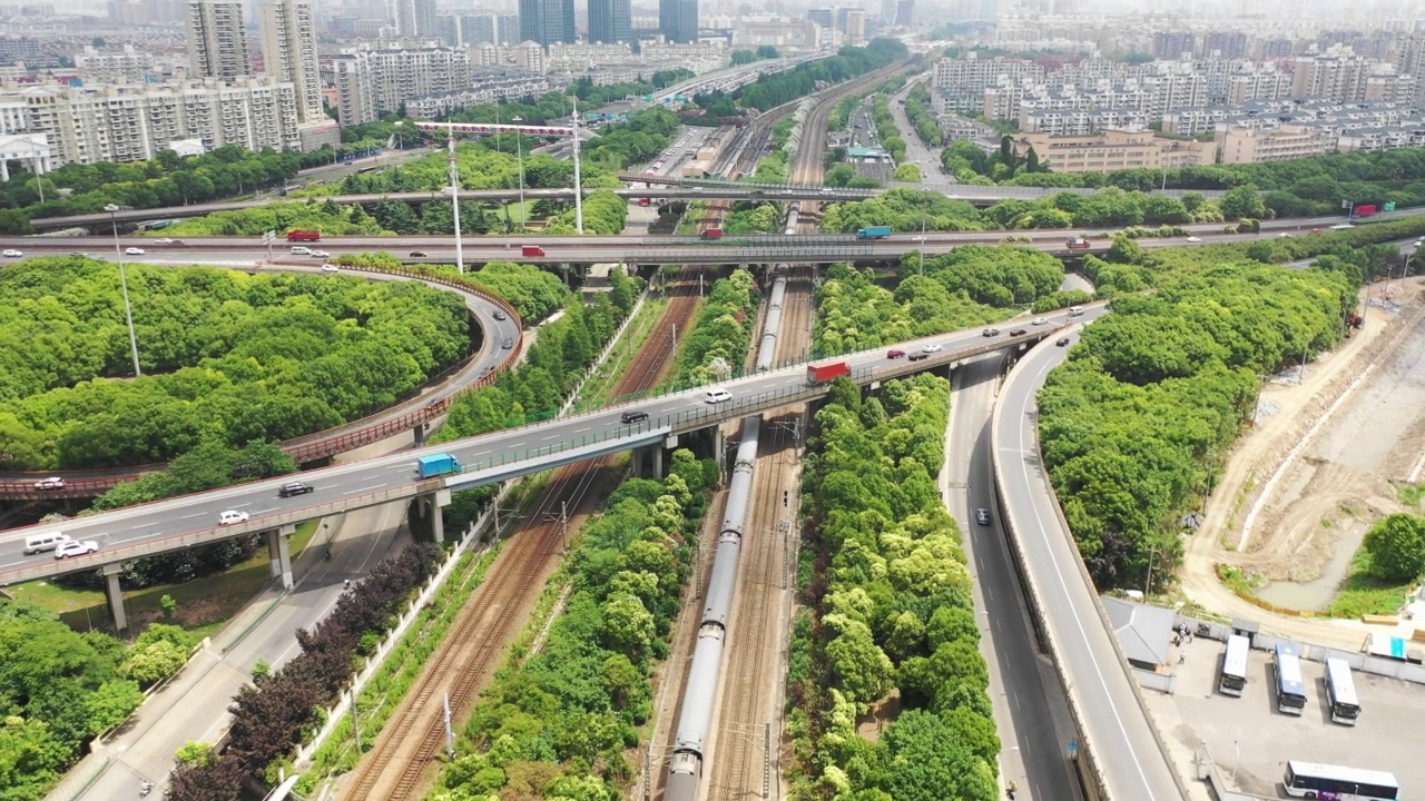 航拍城市高架桥视频素材