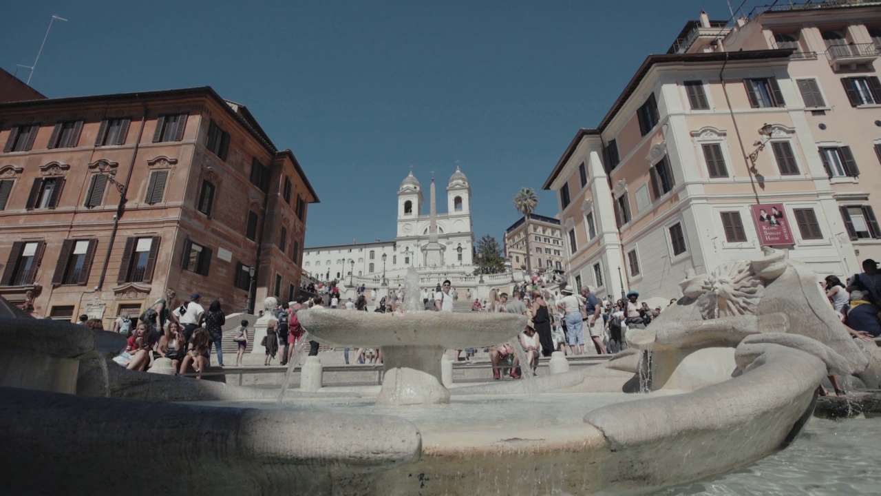 罗马Trinità dei Monti著名的西班牙台阶视频素材