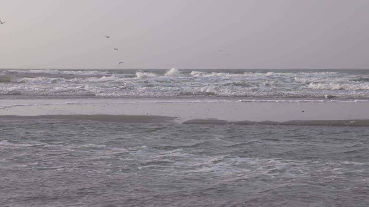 在海滩上一个安静的日子，退潮了视频素材