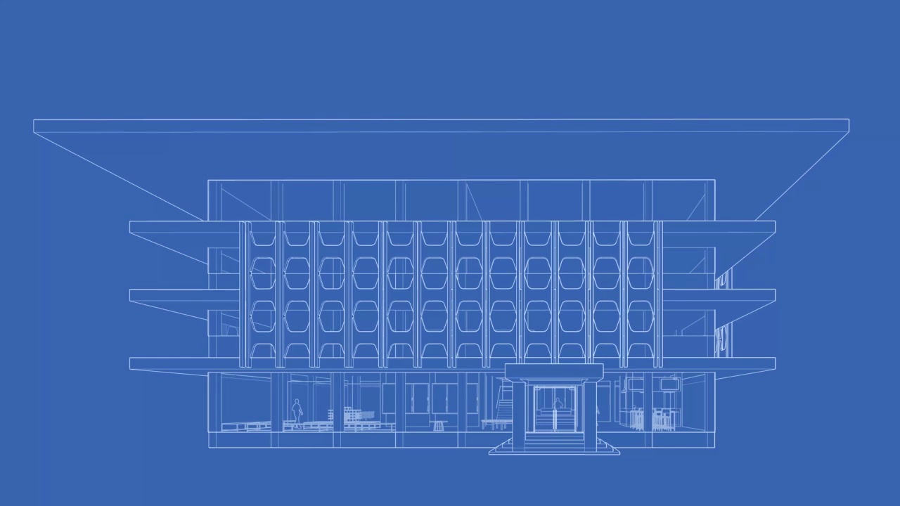 三维动画的建筑绘图循环视频素材