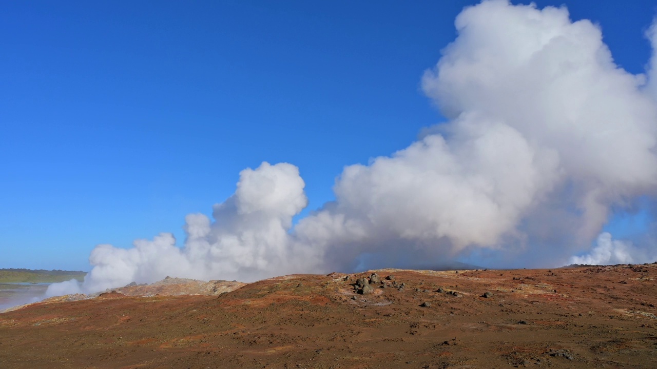 地热温泉，Gunnuhver温泉，Reykjanes半岛，苏都内斯，冰岛视频素材