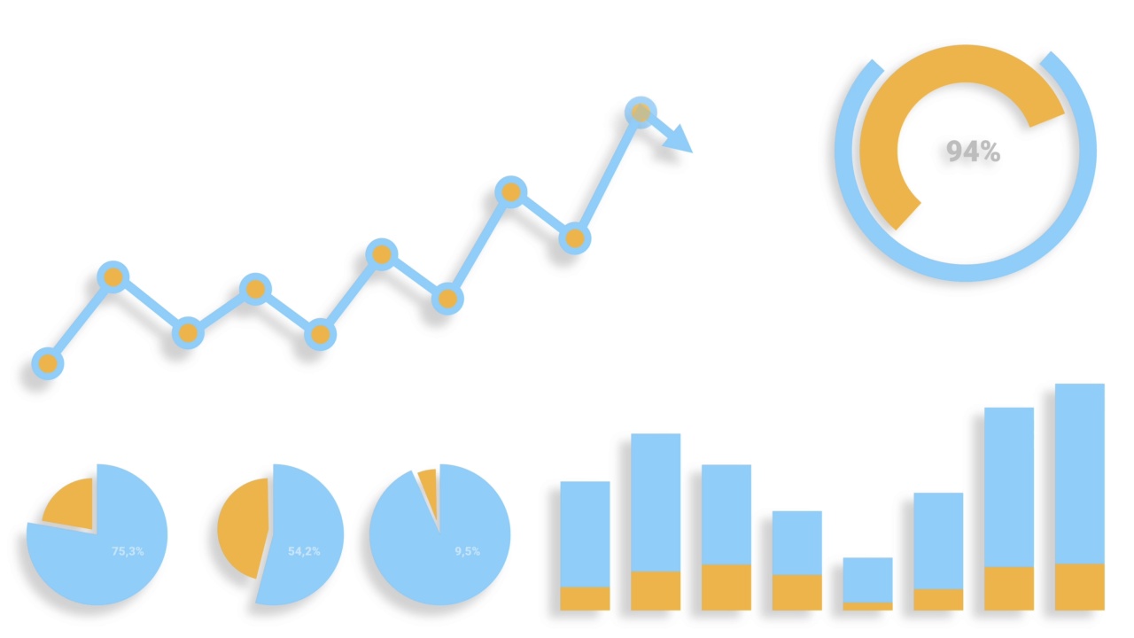 动画信息图表元素集。视频素材