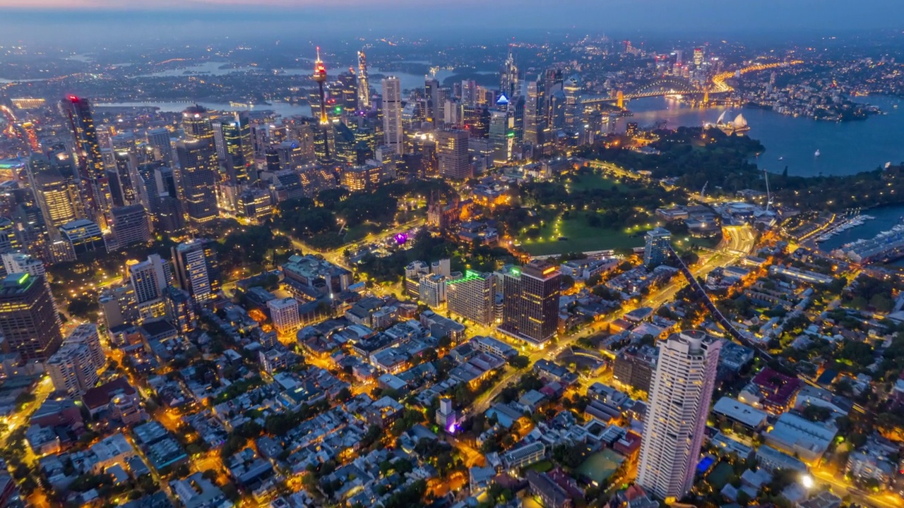 Hyperlapse Time Lapse航空悉尼城市海港航空多云的日子视频下载