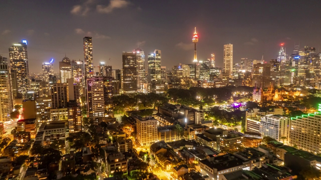 Hyperlapse Time Lapse航空悉尼城市海港航空多云的日子视频素材