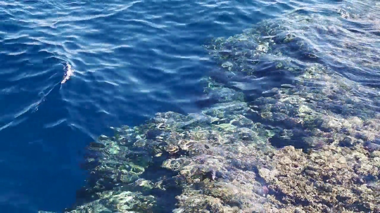 海浪、岩石和沙子的景色。海岸水背景视频素材