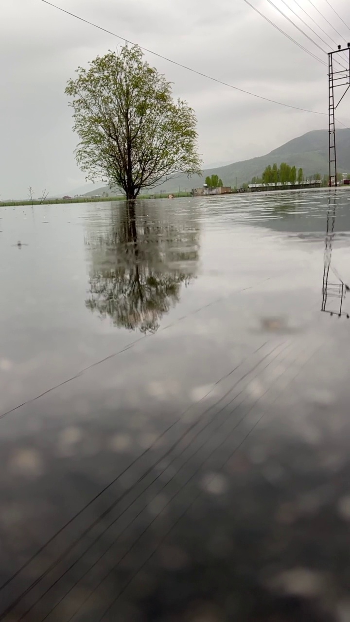 雨农村沥青视频素材