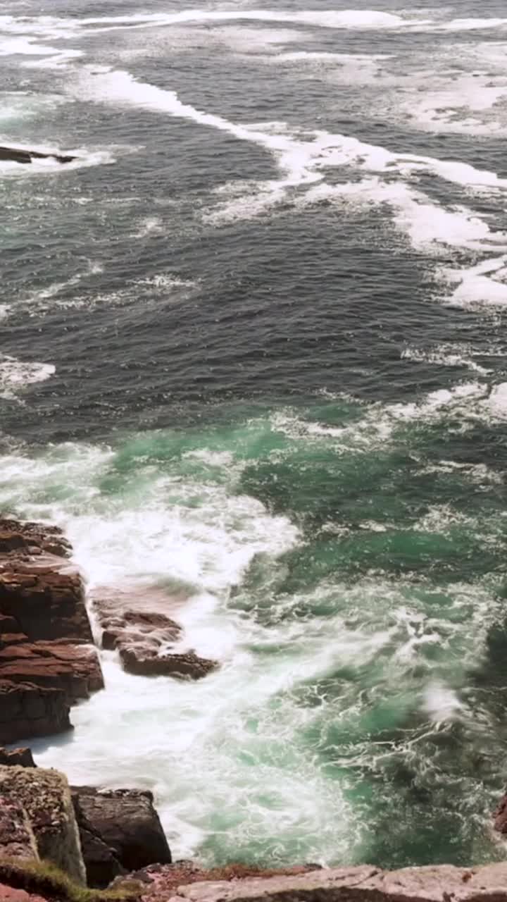 海景，波浪，泡沫，泡沫和泡沫。垂直视频。视频下载