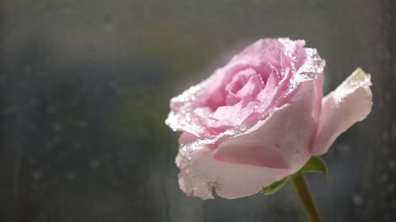 一个粉红色的玫瑰品种在雨中的厄瓜多尔特写视频素材