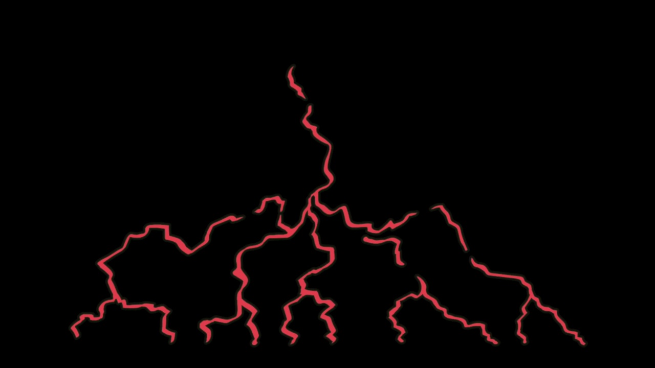 动画红色闪电隔离在黑色背景上。视频素材