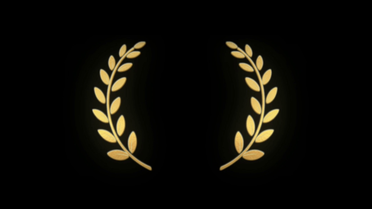 动画金色叶孤立的黑色背景上的设计标志。视频素材