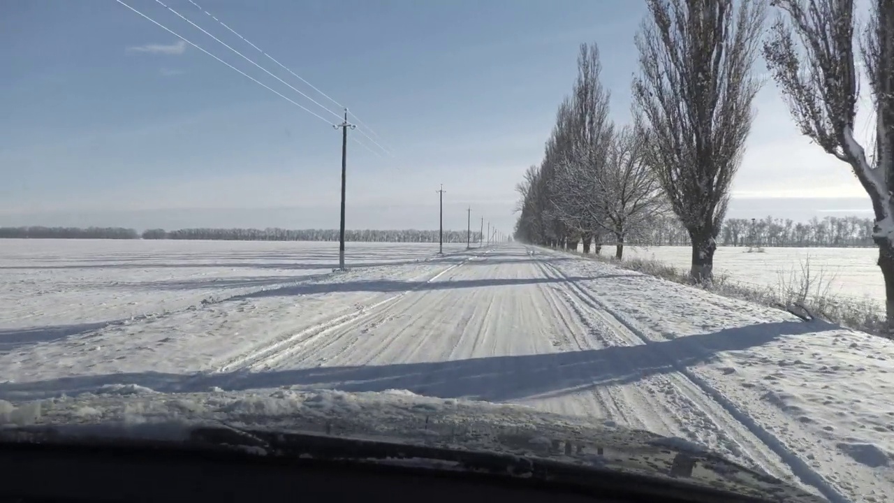 冬天的雪路视频素材