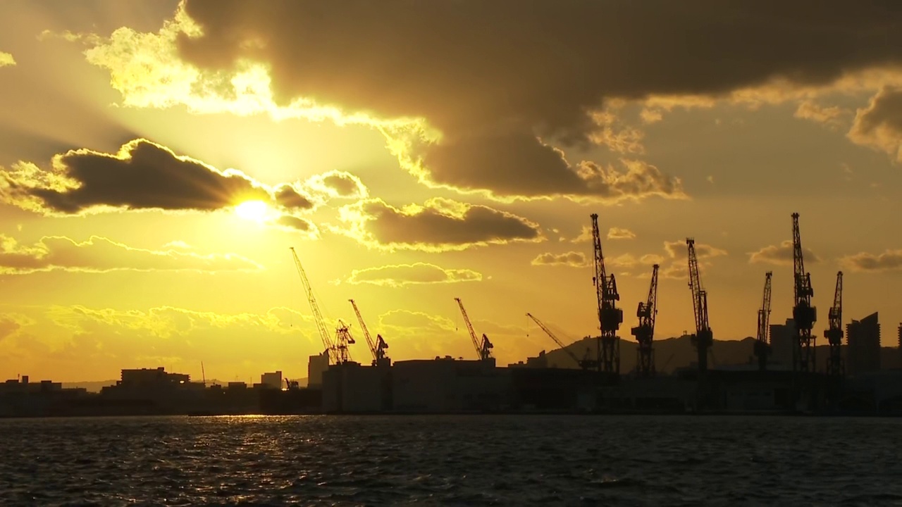 神户夕阳港，兵库，日本视频素材