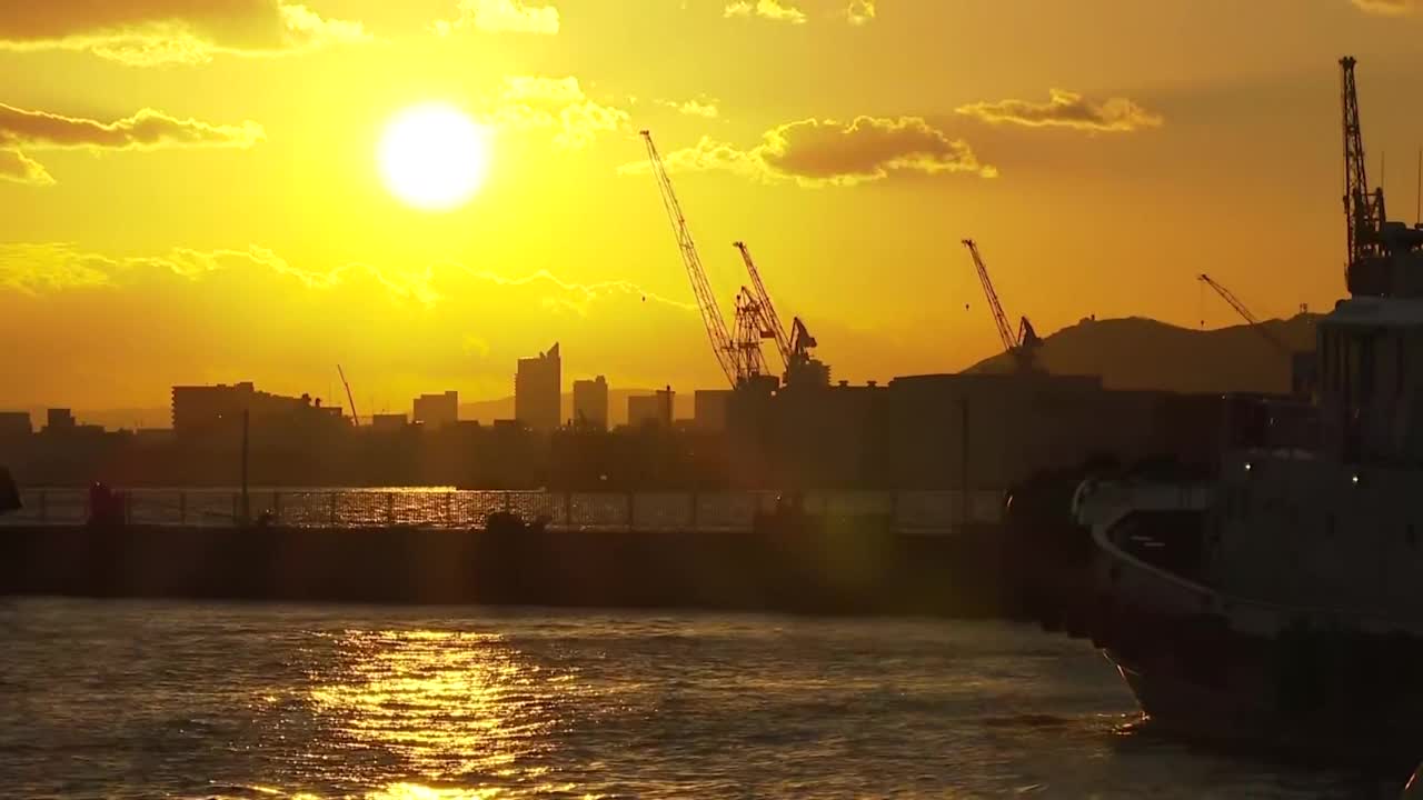 神户夕阳港，兵库，日本视频素材