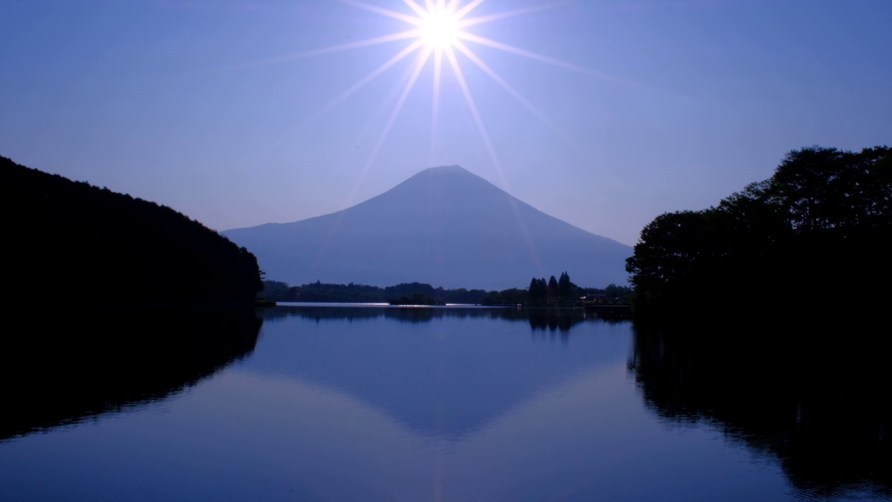 从日之湖看日出和富士山视频素材