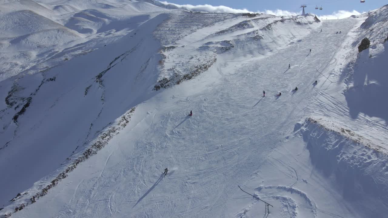 滑雪场的鸟瞰图视频素材