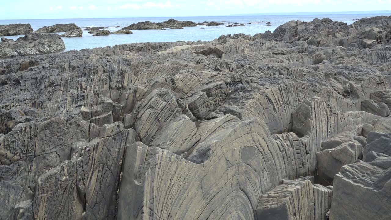 日本鹿儿岛屋久岛的海边岩石视频素材