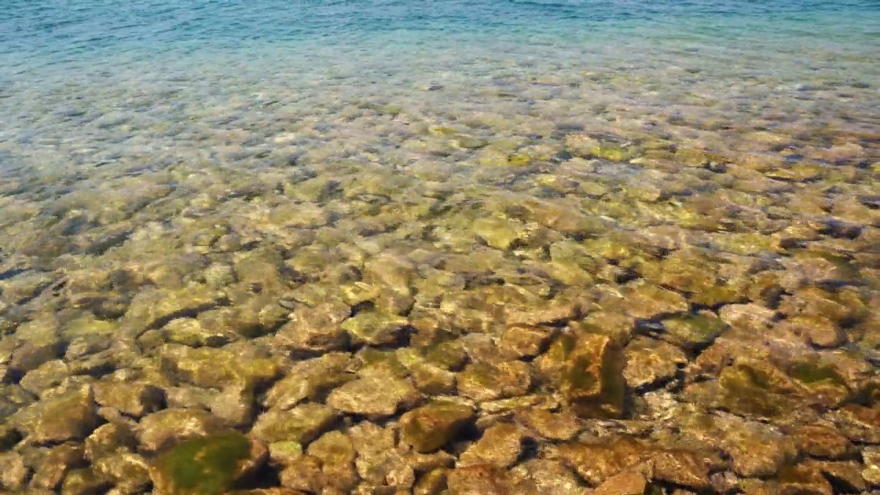 清澈的冰川湖水的特写视频素材