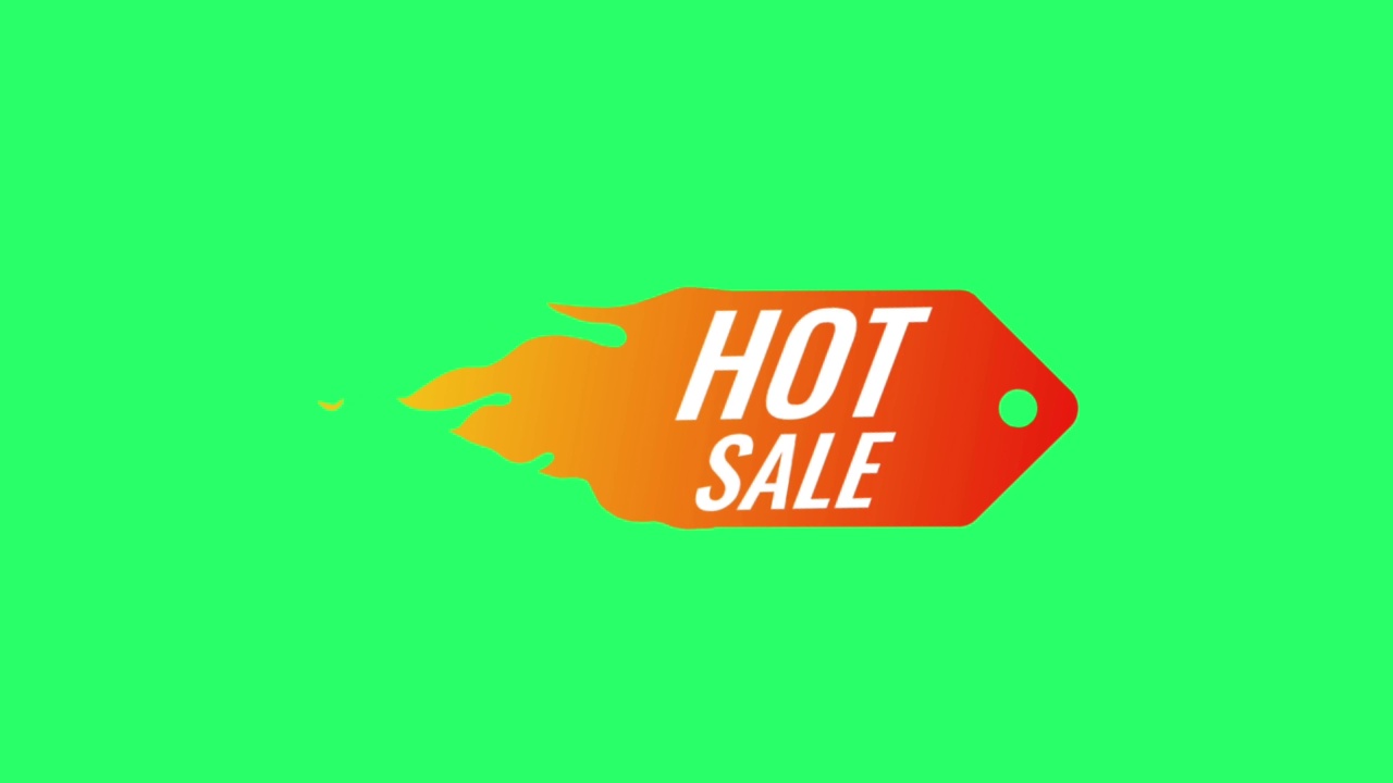 动画白色文字HOT SALE孤立在绿色背景上。视频素材