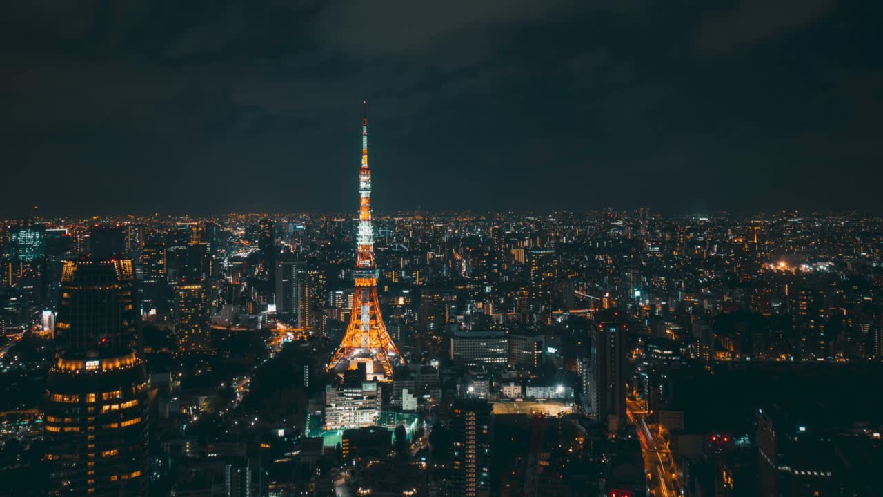 4K T/L WS HA Tokyo Skyline at Night /日本东京视频素材