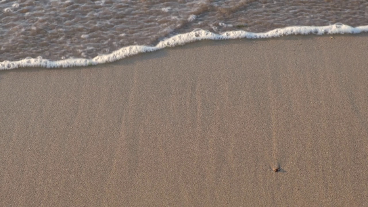 日落时海滩上的海浪视频素材