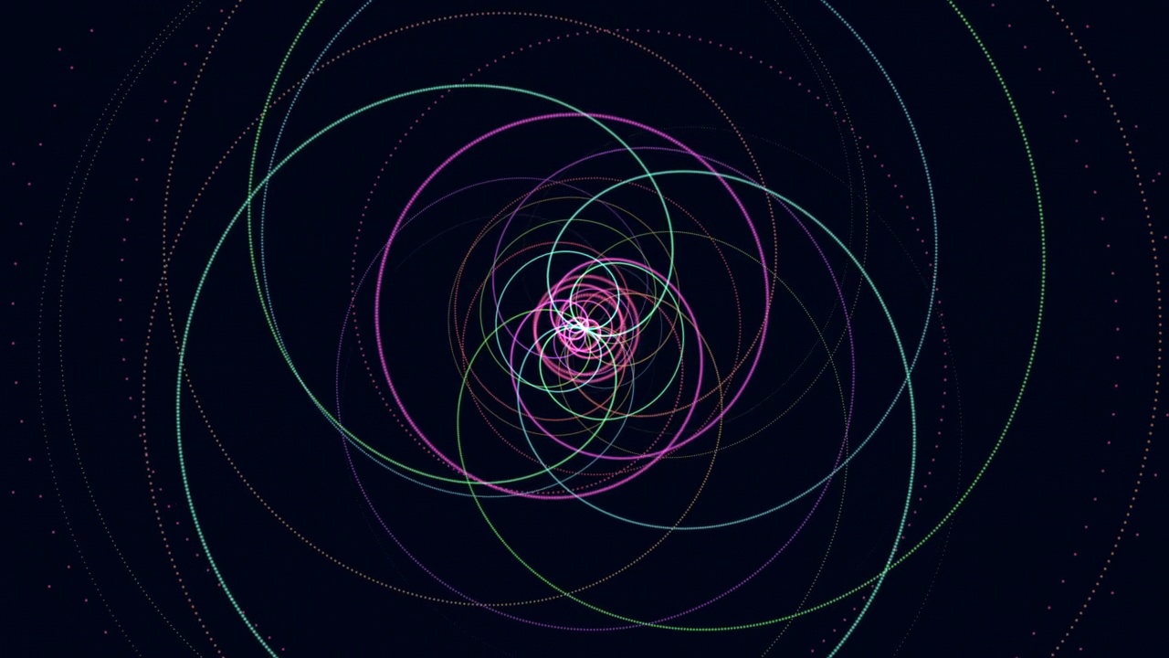 黑暗空间中的运动彩虹螺旋线视频素材