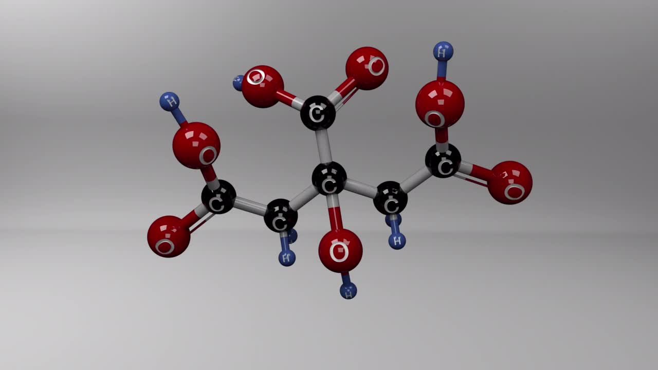 柠檬酸分子。视频素材