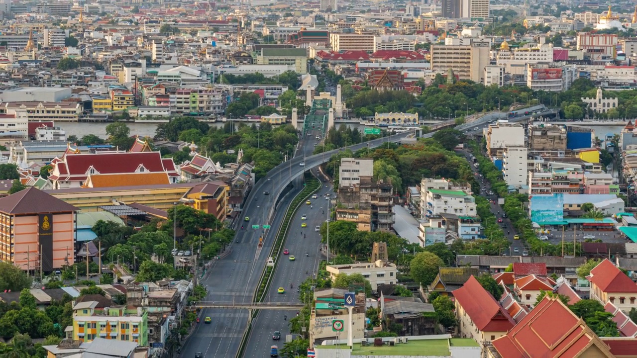 泰国曼谷的城市景观和交通道路的时间流逝视频素材