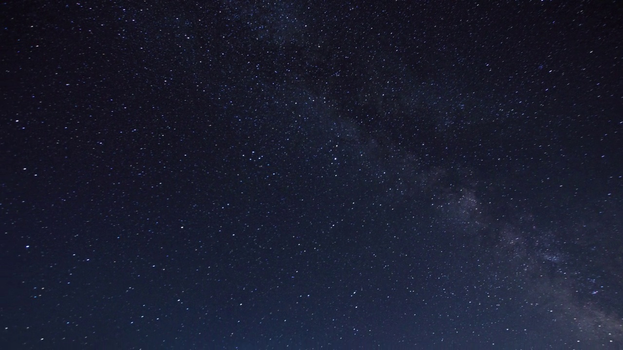 漆黑夜晚的星空。夜晚星星的运动，银河在天空中移动。视频素材