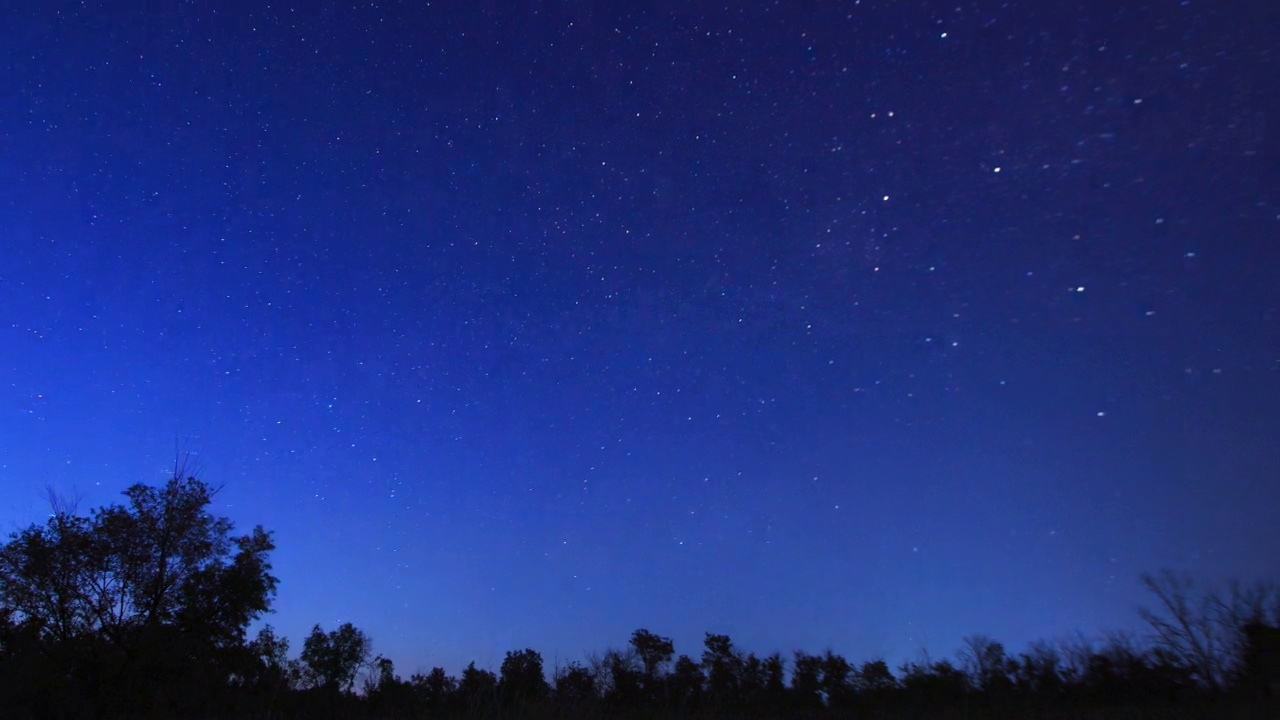 星空从日落到黑暗。恒星在夜间围绕北极星旋转的运动。视频素材