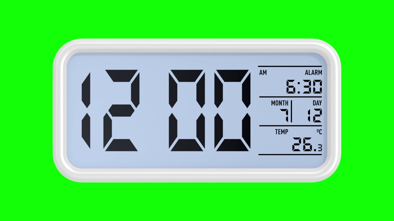 闹钟在绿色背景。孤立的3 d渲染视频素材