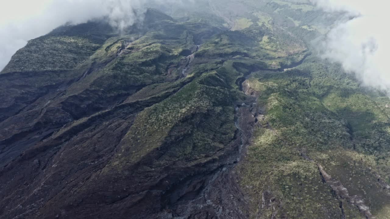 南美洲厄瓜多尔安第斯山脉通古拉瓦火山的粗糙火山景观:自然背景视频素材