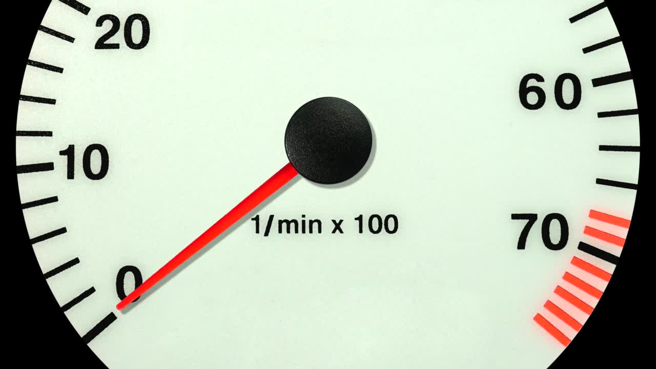 汽车仪表盘转速计数器。视频素材