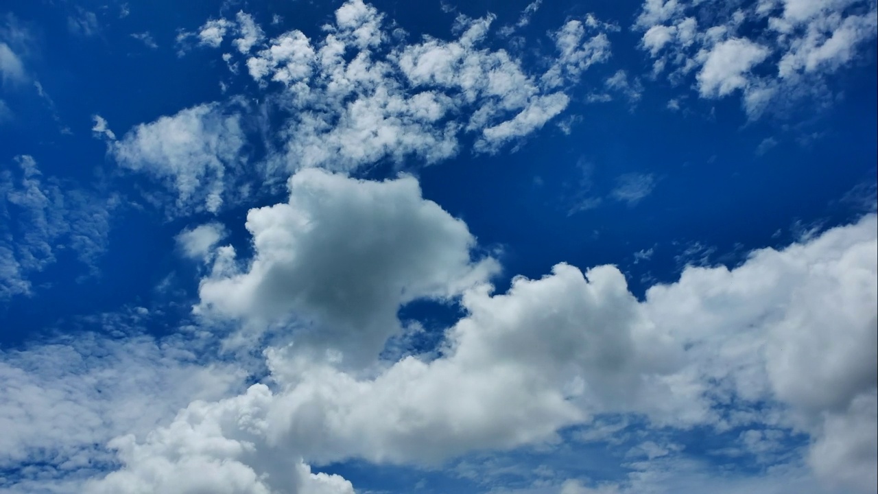 夏日蔚蓝的天空，白色的积云视频素材