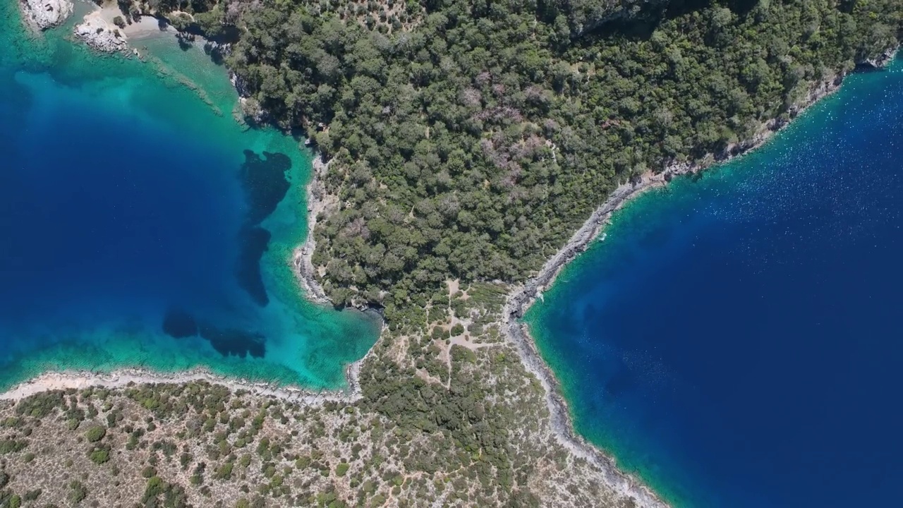 Gemiler岛无人机视频，爱琴海Fethiye，土耳其Mugla视频素材