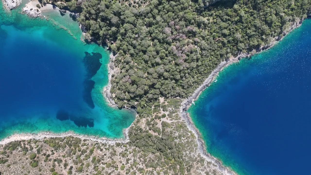 Gemiler岛无人机视频，爱琴海Fethiye，土耳其Mugla视频素材