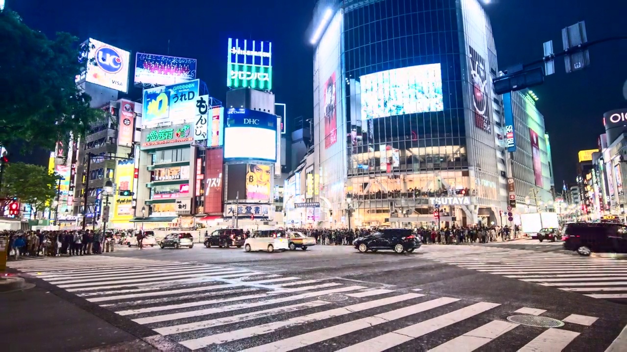 夜间涉谷渡口/日本东京视频素材